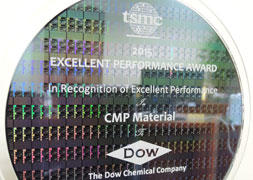 2015 Excellent Performance Award for Dow’s CMP Materials from the Taiwan Semiconductor Manufacturing Company (TSMC)